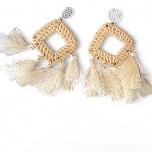 Never worn Woven Square Tassel Earrings